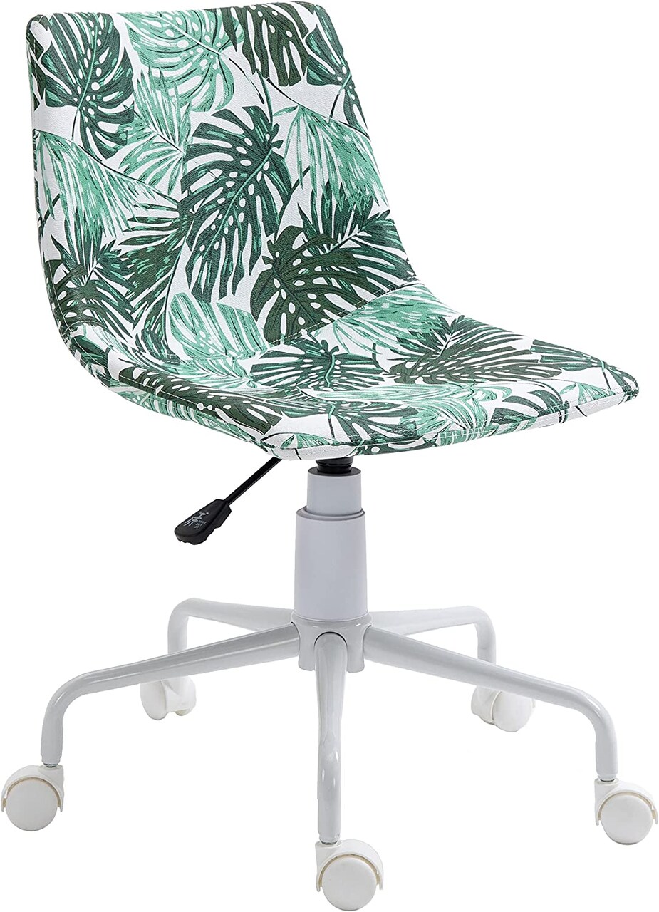 ISL Furnishings InterSpaceLiving Print Desk Chair (Banana Leaf Vinyl/White)